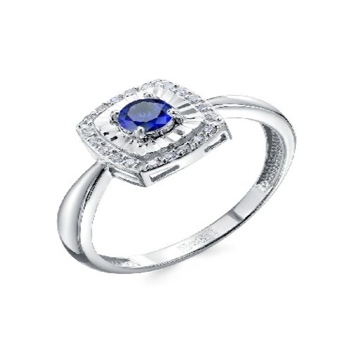 Кольцо из белого золота 585 пробы с сапфиром и бриллиантами