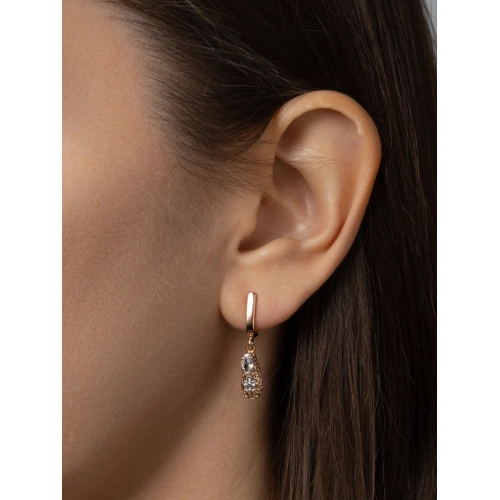 Серьги из серебра 925 пробы с позолотой, сфианитами