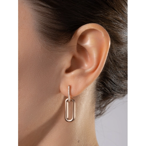 Серьги из серебра 925 пробы с позолотой, сфианитами