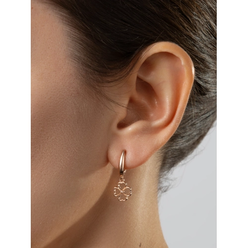 Серьги из серебра 925 пробы с позолотой, сфианитами