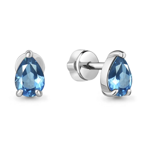 Серьги пусеты из серебра 925 пробы с топазами