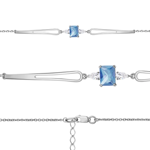 Браслет из серебра 925 пробы с искусственными топазами и фианитами