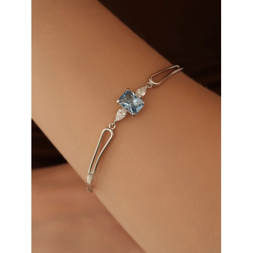 Браслет из серебра 925 пробы с искусственными топазами и фианитами