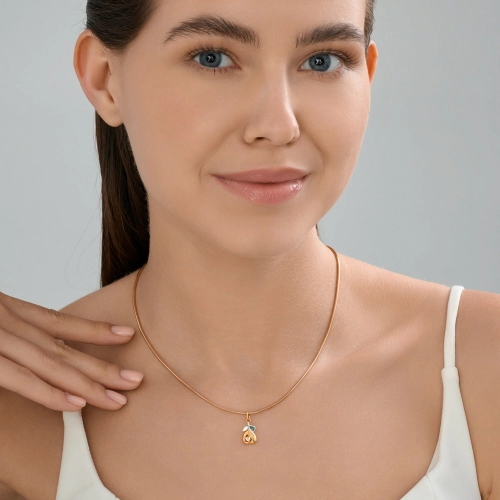 Подвеска из серебра 925 пробы с позолотой, с эмалью и фианитами