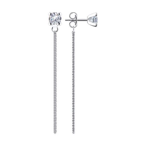 Серьги пусеты из серебра 925 пробы с фианитами