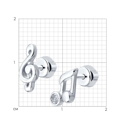 Серьги пусеты из серебра 925 пробы с фианитами