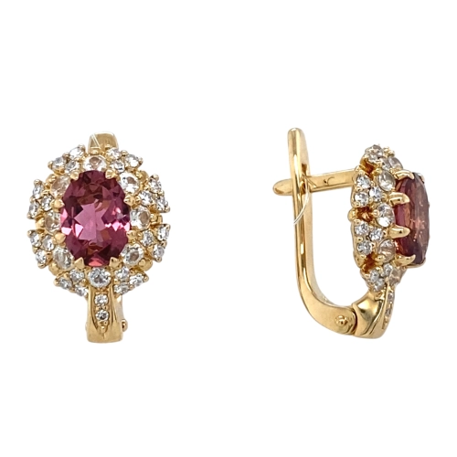 Серьги (750 ж) турмалин, сапфир белый, бриллиант