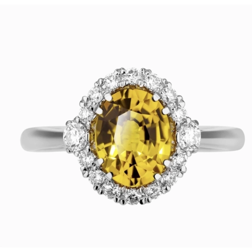 Кольцо (585 б) сапфир желтый, бриллиант