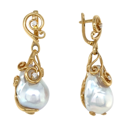 Серьги (750 ж) жемчуг, бриллиант