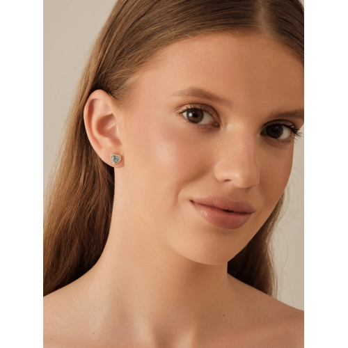 Серьги пусеты из золота 585 пробы с топазами и фианитами