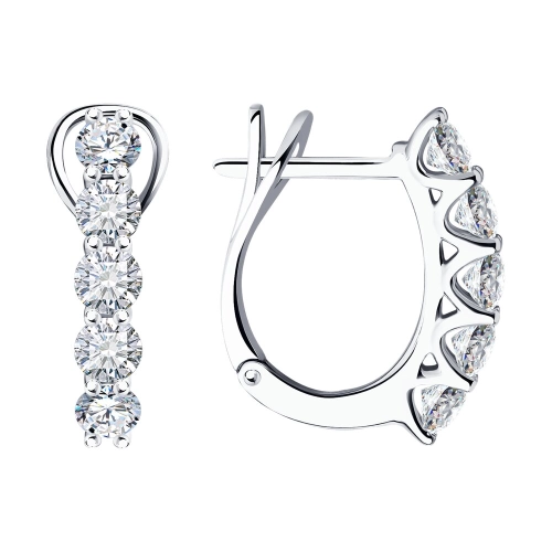 Серьги из белого золота 585 пробы с выращенными бриллиантами