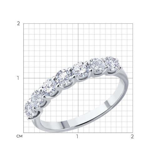 Кольцо из белого золота 585 пробы с выращенными бриллиантами