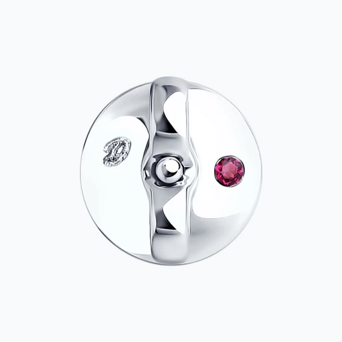 Пусеты (585 б) бриллиант выращенный, рубин