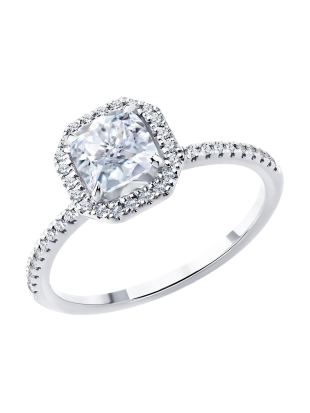 Кольцо из белого золота 585 пробы с выращенными бриллиантами