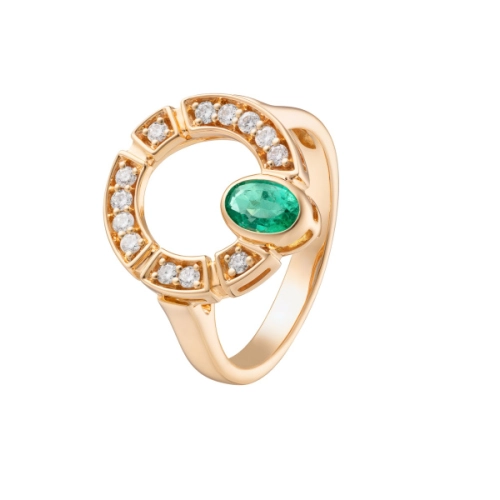 Кольцо из желтого золота 585 пробы с изумрудами и бриллиантами