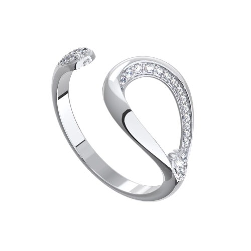 Моносерьга кафф из серебра 925 пробы с фианитом