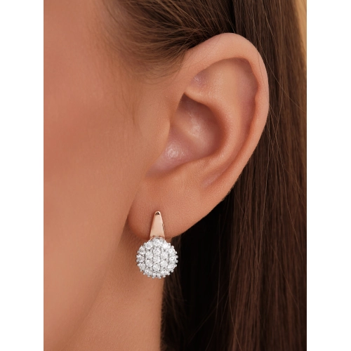 Серьги из серебра 925 пробы с позолотой, сфианитами