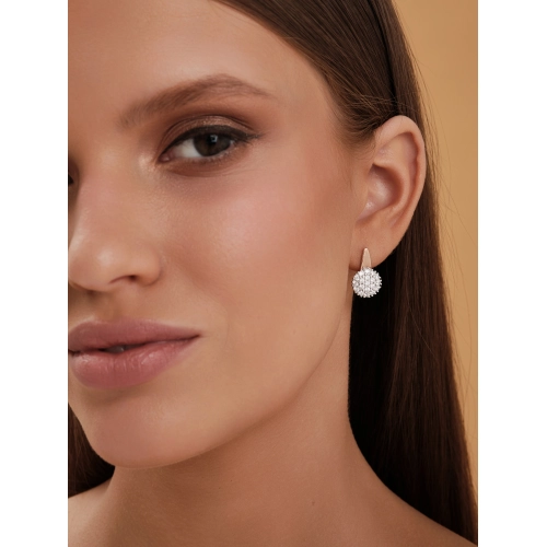 Серьги из серебра 925 пробы с позолотой, сфианитами