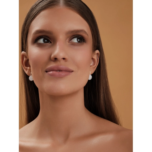 Серьги из серебра 925 пробы с позолотой, сфианитами