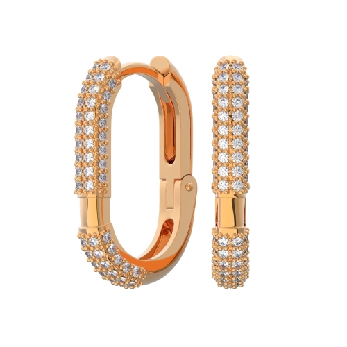 Серьги из серебра 925 пробы с позолотой, сфианитами