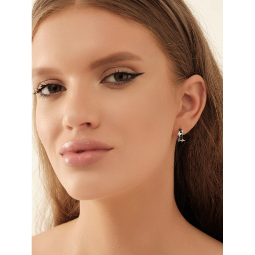 Серьги из серебра 925 пробы с цветными фианитами