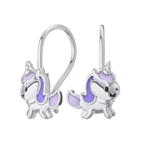 Серьги петельки из серебра 925 пробы с эмалью