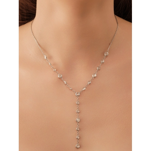 Колье галстук из серебра 925 пробы с фианитами