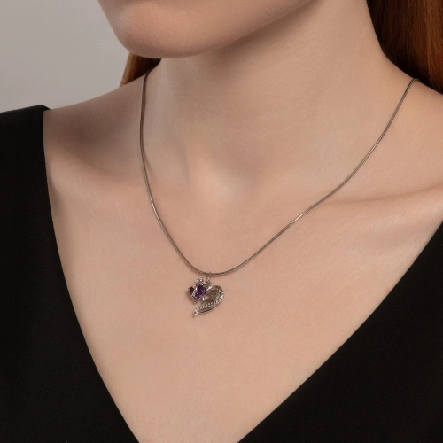 Подвеска (925) аметист синт., фианит