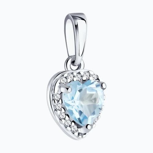 Подвеска из серебра 925 пробы с топазами и фианитами