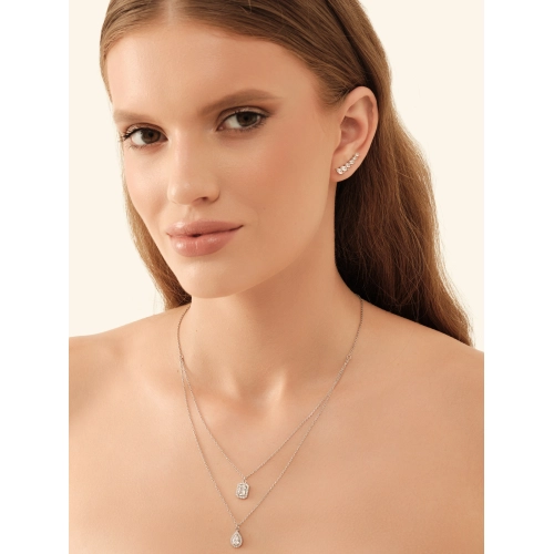 Колье многоярусное из серебра 925 пробы с фианитами