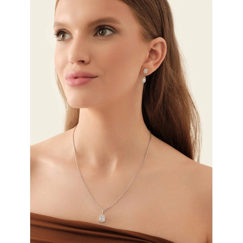 Серьги джекеты из серебра 925 пробы с фианитами