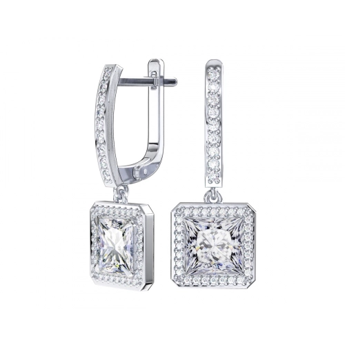Серьги из серебра 925 пробы с фианитами