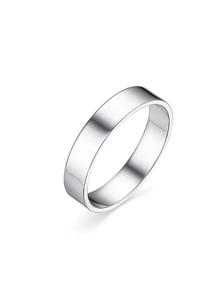 Обручальное кольцо из белого золота 585 пробы с прямым европейским сечением