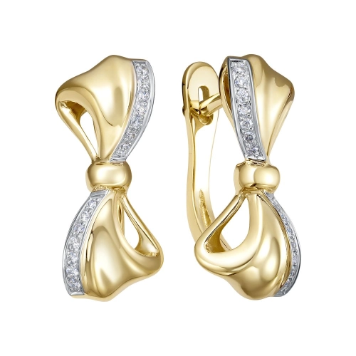 Серьги из желтого золота 585 пробы с бриллиантами