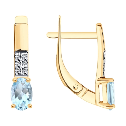 Серьги из золота 585 пробы с топазами и фианитами