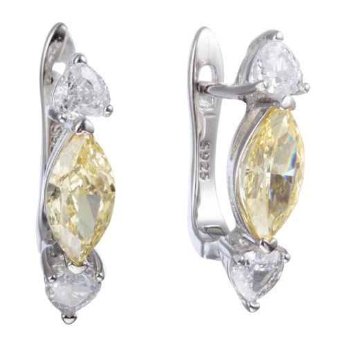 Серьги из серебра 925 пробы с цветными цирконами