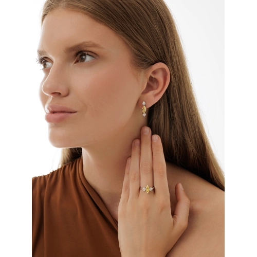 Серьги из серебра 925 пробы с цветными цирконами