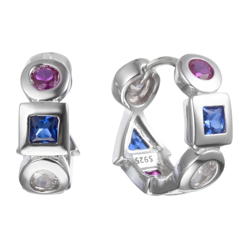 Серьги (925) корунд синт., шпинель синт., циркон