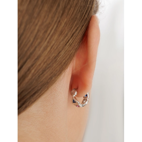 Серьги (925) корунд синт., шпинель синт., циркон