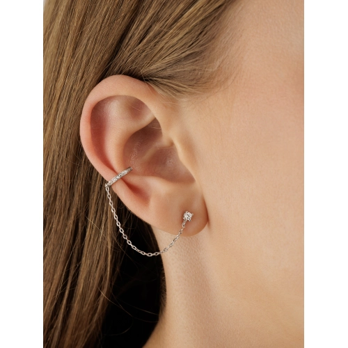 Серьга (925) циркон каффа