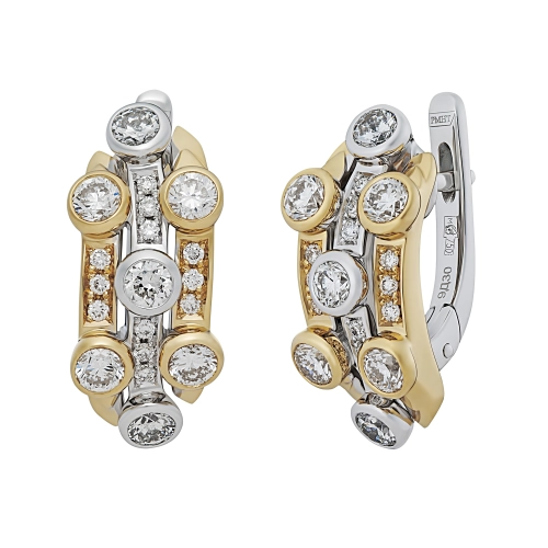 Серьги из желтого золота 750 пробы с бриллиантами