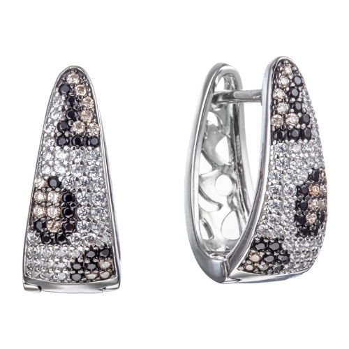 Серьги из серебра 925 пробы с цветными цирконами