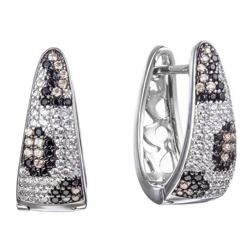 Серьги из серебра 925 пробы с цветными цирконами