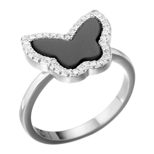 Кольцо (925) оникс, циркон