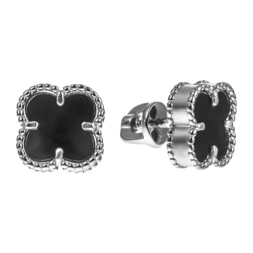 Серьги пусеты из серебра 925 пробы с ониксом