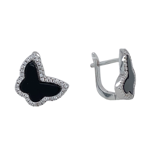 Серьги (925) оникс, циркон