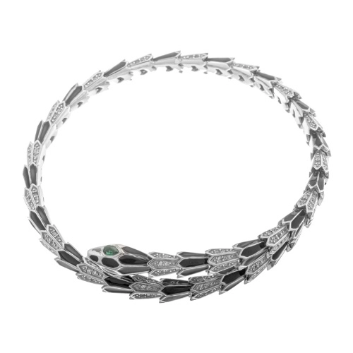 Браслет (925) эмаль, циркон жесткий