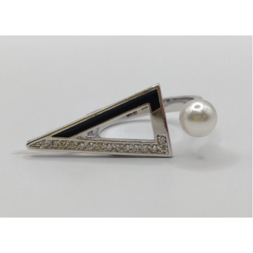 Кольцо (Сплав) жемчуг синт., эмаль, фианит