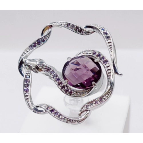 Кольцо (Сплав) цветной фианит