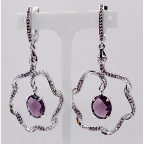 Серьги (Сплав) цветной фианит